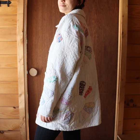 Upcycled Patchwork Quilt Chore Coat Barn Jacket M • L • XL - Picture 7 of 14